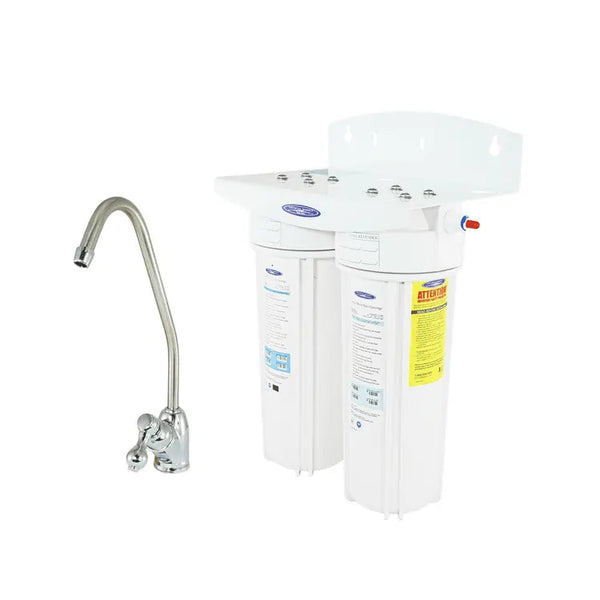 Fluoride Removal Crystal Quest Under-Sink Single Replaceable Water Filter System side view — commercial inline water filter for multi-stage point-of-use filtration