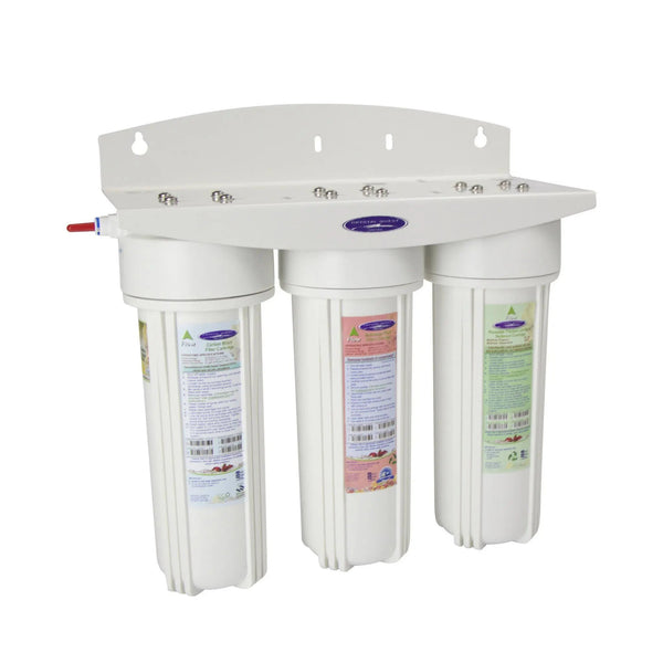 Crystal Quest Commercial Triple Inline Water Filter side view — commercial inline water filter for multi-stage point-of-use filtration