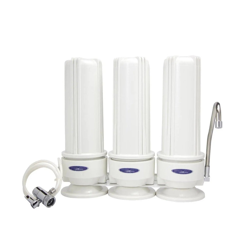 Crystal Quest Countertop Triple Replaceable Arsenic Water Filter System — commercial inline water filter for multi-stage point-of-use filtration