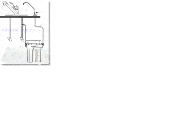 Crystal Quest Mega Undersink Double Replaceable Ceramic Water Filter System side view — water filtration system