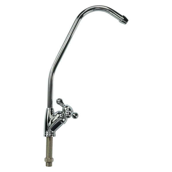 Chrome Faucet with 1/4" Tube (European Cross Handle) — water filtration system