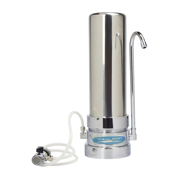 Crystal Quest Countertop Single Replaceable Ceramic Water Filter System side view — water filtration system