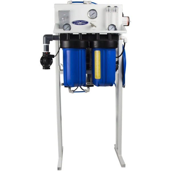Crystal Quest Mid-Flow Commercial Reverse Osmosis 1000 GPD Filter side view — commercial reverse osmosis system producing high-purity water