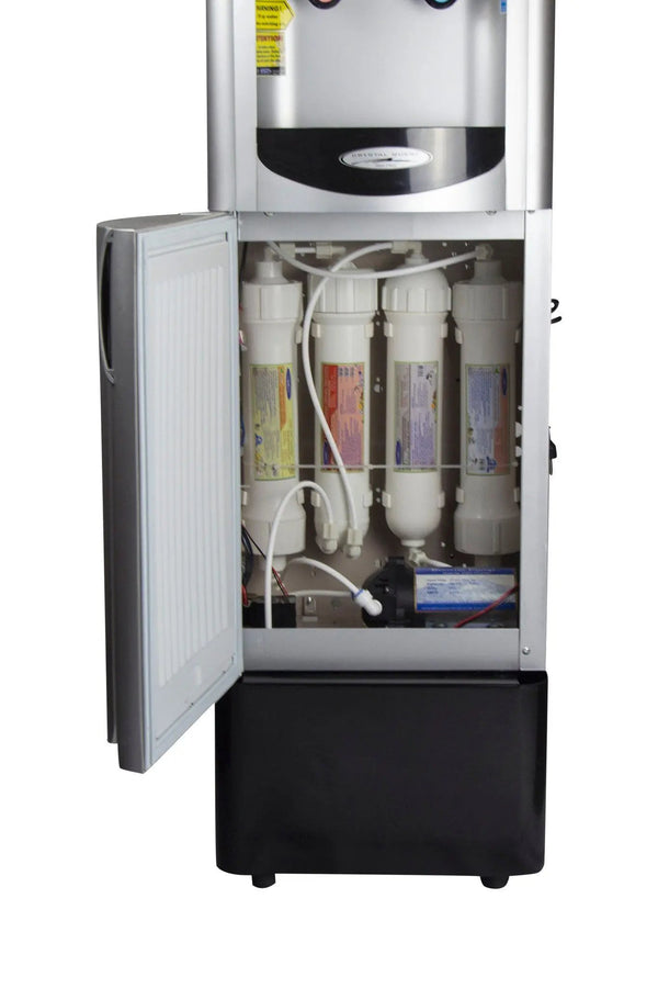Crystal Quest Sharp Reverse Osmosis and Ultrafiltration Combo Water Cooler side view — water filtration system