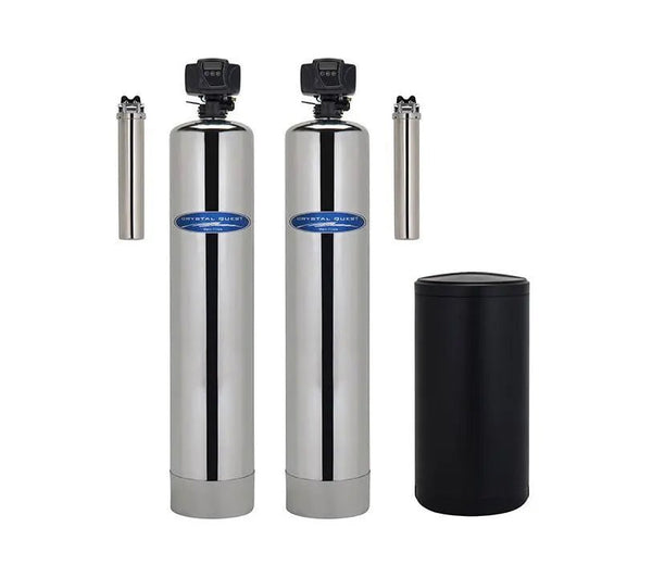 Crystal Quest Water Softener and Fluoride Whole House Water Filter System side view — water filtration system