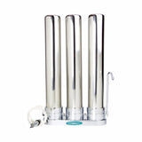 Crystal Quest Countertop Stainless Steel Triple Replaceable Tall PLUS Water Filter System - PureWaterGuys.com